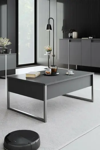 Tavolinë kafeje Skye Decor, anthracite, argjend