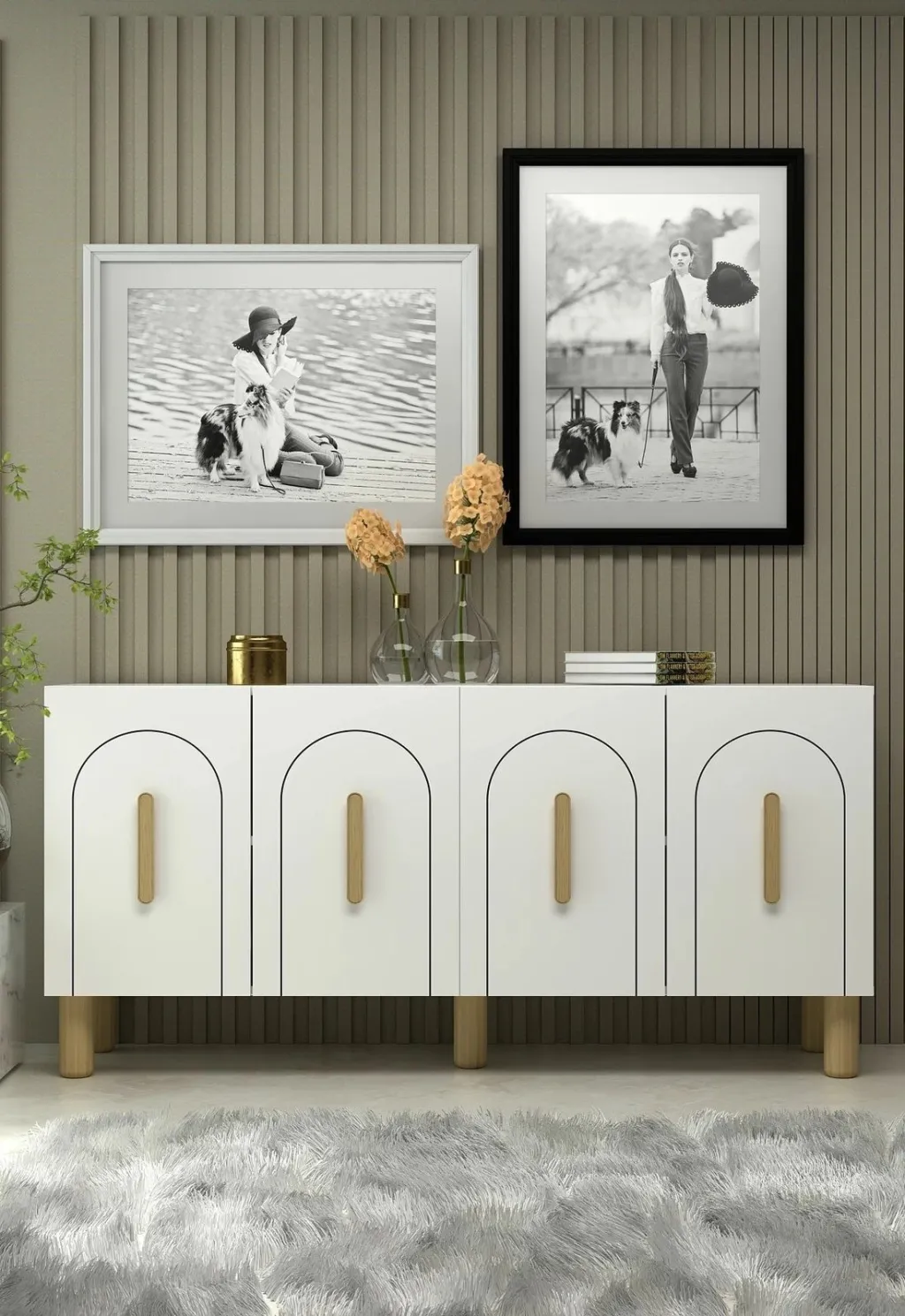 Konsol Skye Decor, e bardhë, lisi safir - 1