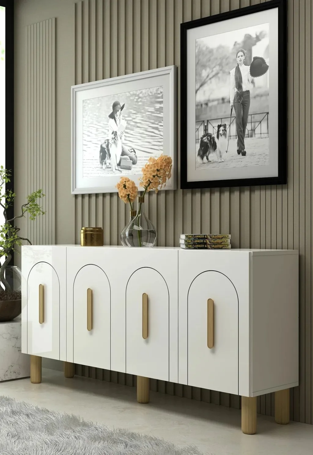 Konsol Skye Decor, e bardhë, lisi safir - 2