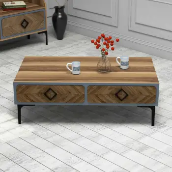 Tavolinë kafeje Skye Decor, samba, ngjyrë arre dhe blu
