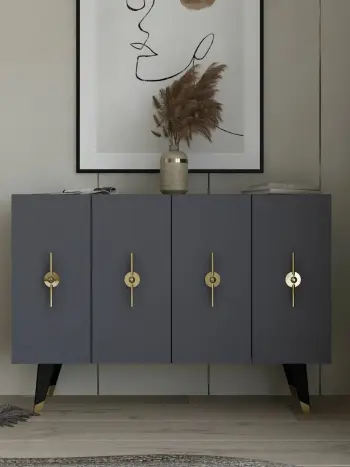 Konsol Skye Decor, ngjyrë ari dhe antracit, Quart Ramada
