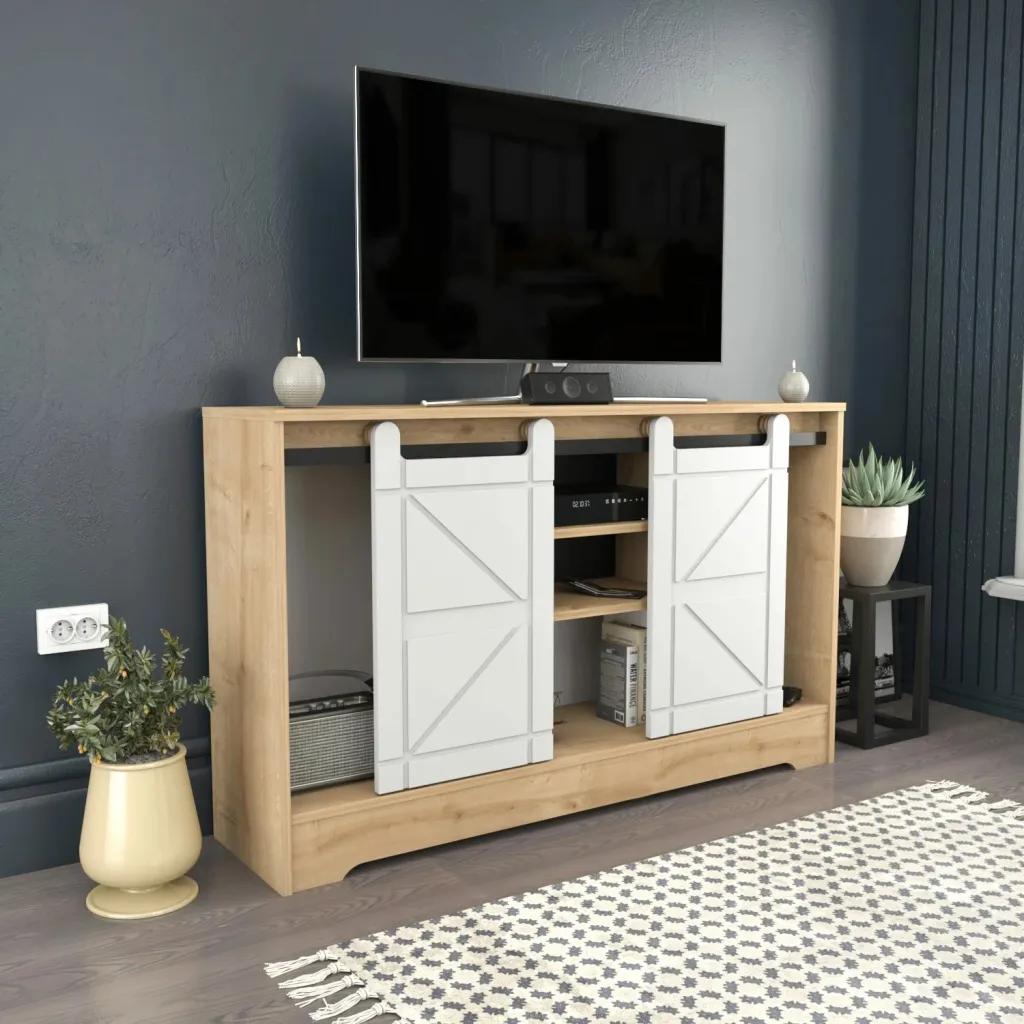 Komodë TV Skye Decor, ngjyrë ahri, e bardhë - 3