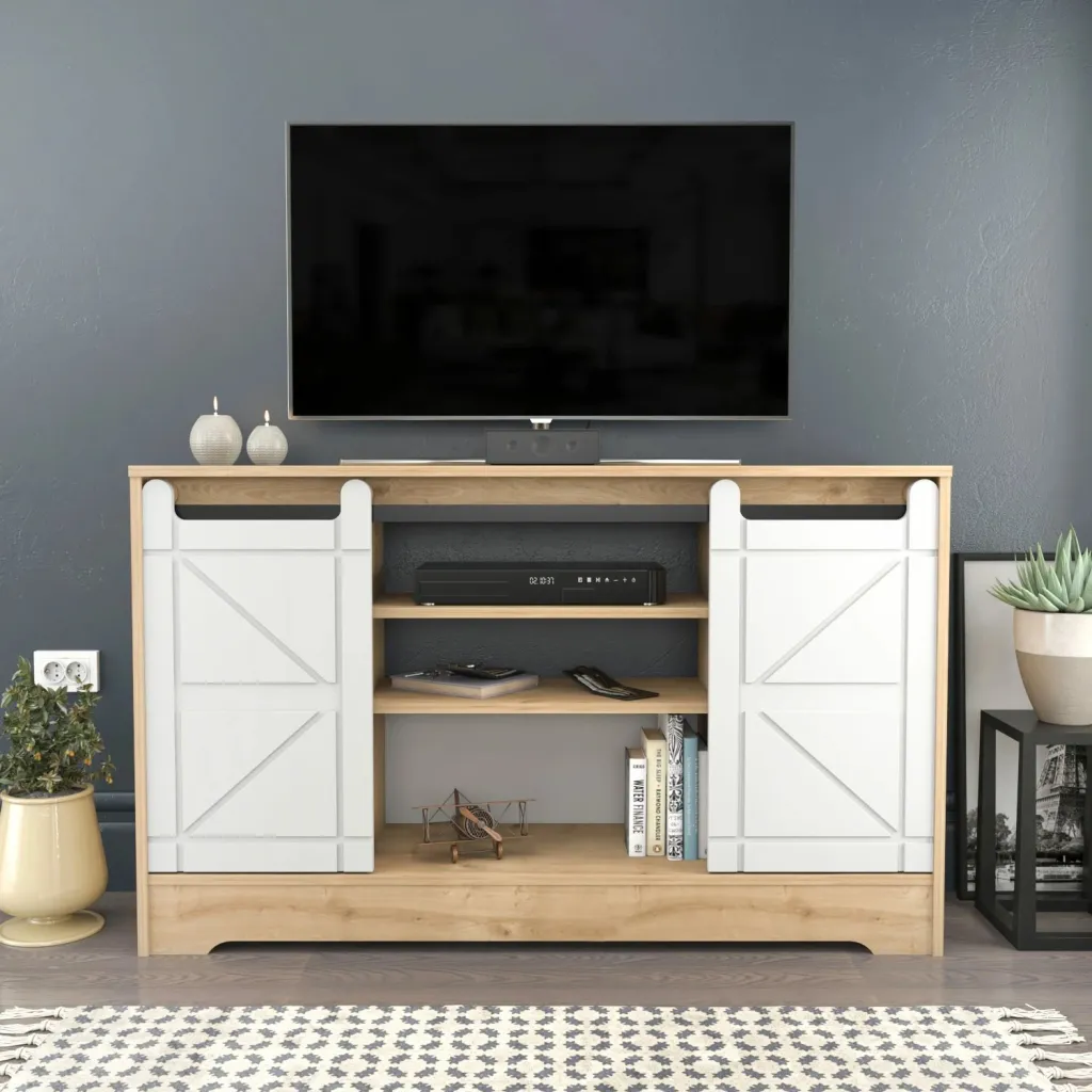 Komodë TV Skye Decor, ngjyrë ahri, e bardhë - 4