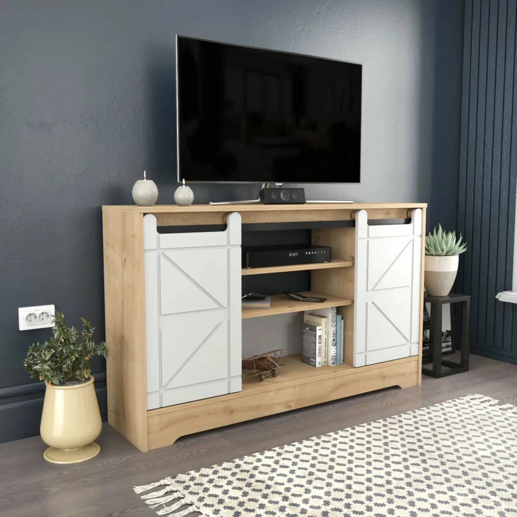 Komodë TV Skye Decor, ngjyrë ahri, e bardhë - 5