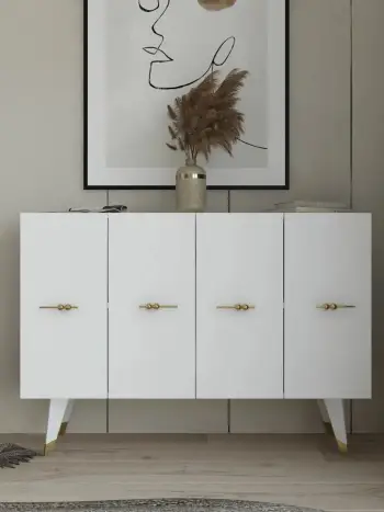 Konsol Skye Decor, ngjyrë ari dhe e bardhë, Quart Salkım