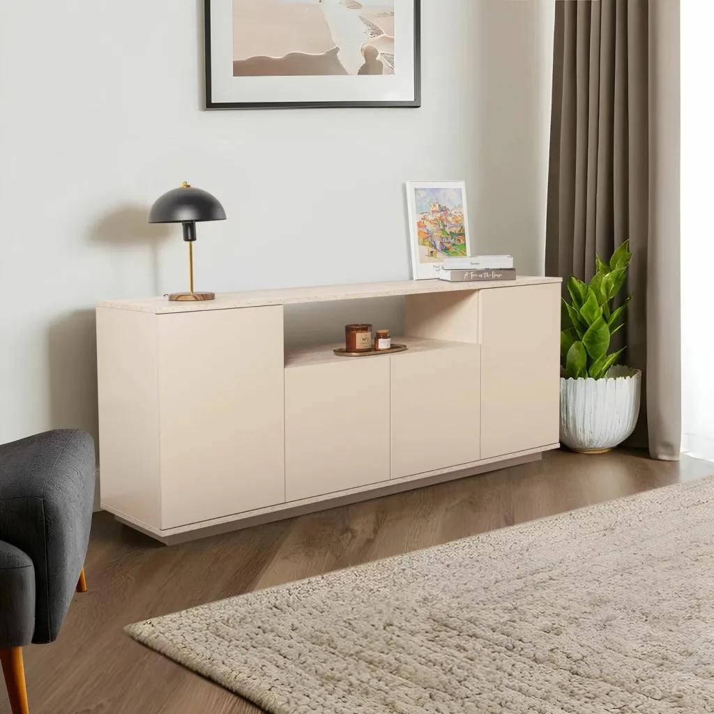 Konsol Skye Decor, Arista - ngjyrë mink, travertin - 1