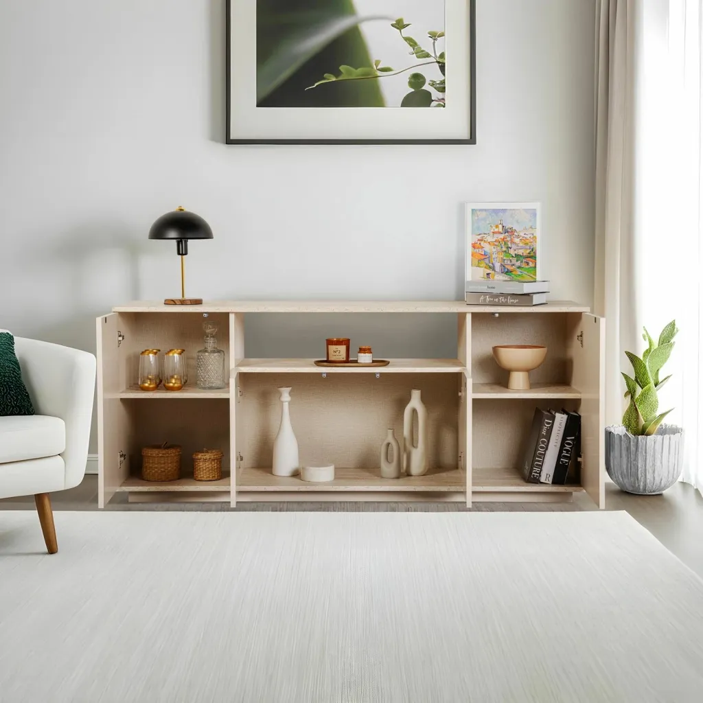 Konsol Skye Decor, Arista - ngjyrë mink, travertin - 3