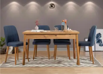 Tavolinë me karrige (5 copë), Skye Decor, ngjyrë pishë Atlantike-Navy Blue