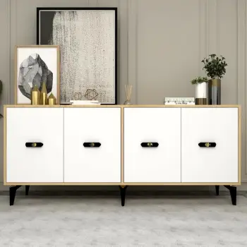 Konsol Skye Decor, ngjyrë lisi safir dhe e bardhë