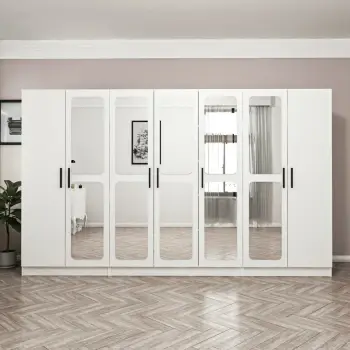 Dollap i bardhë me pasqyra, Skye Decor, 315x190x52 cm