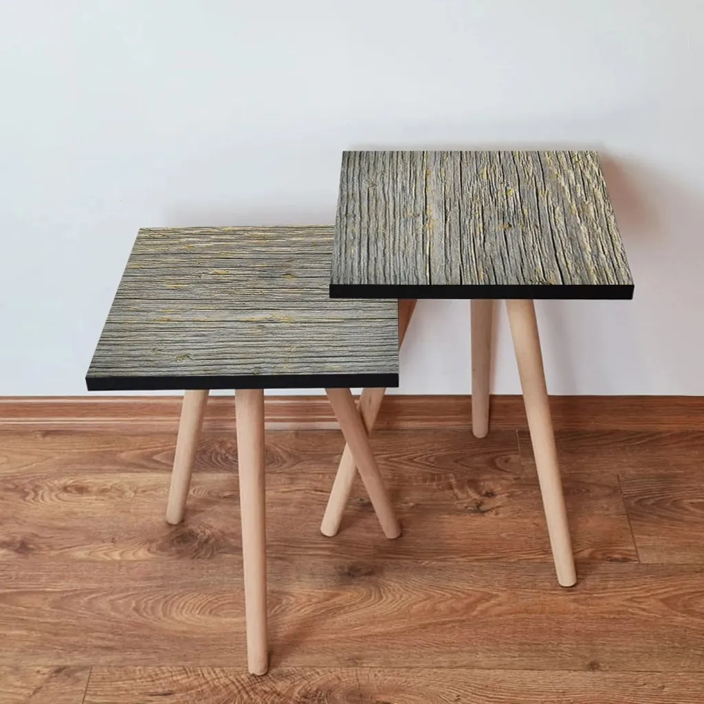 Set tavolinash ndihmëse, dy copë, ngjyrë gri dhe e verdhë, Skye Decor, 2Shp126 - 1
