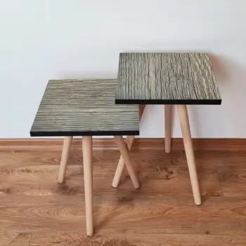Set tavolinash ndihmëse, dy copë, ngjyrë gri dhe e verdhë, Skye Decor, 2Shp126