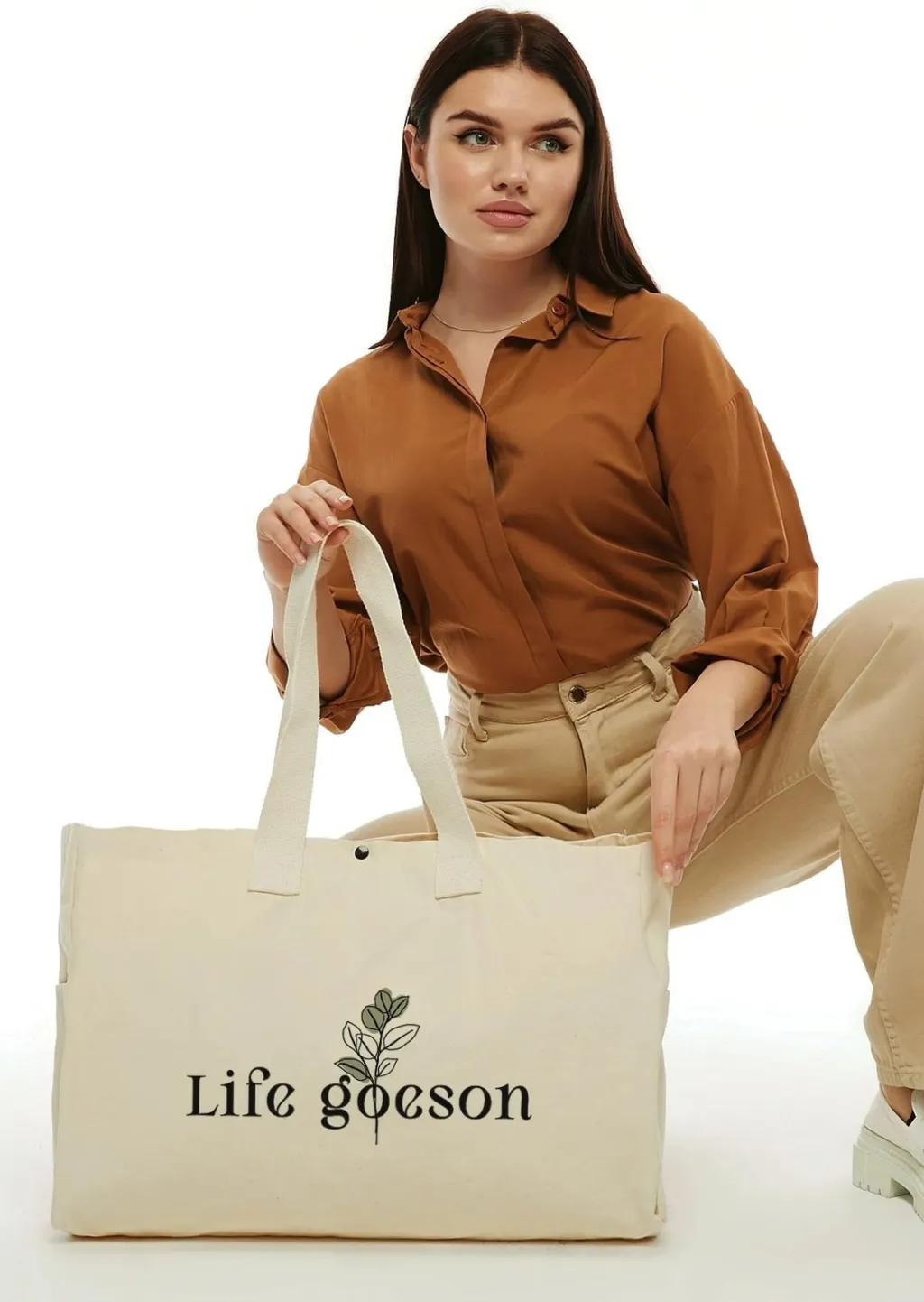 Çantë tote Zoozie Bags, krem, 2201 - 1
