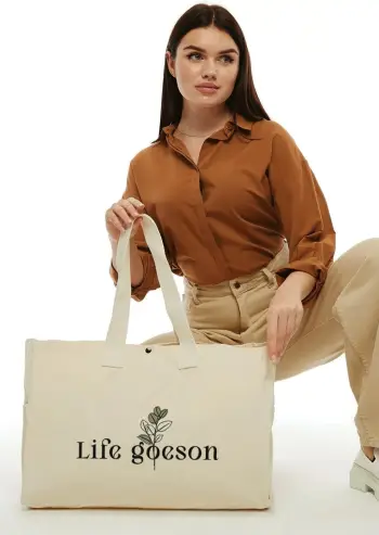 Çantë tote Zoozie Bags, krem, 2201