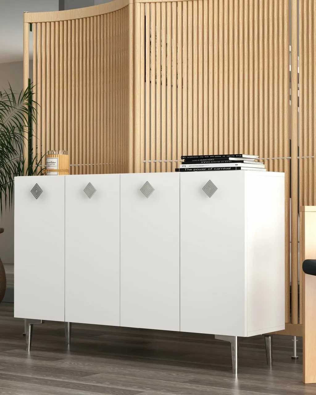 Konsol Skye Decor, e bardhë, argjend - 2