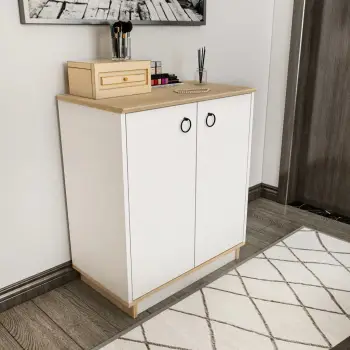 Konsol Skye Decor, ngjyrë e bardhë dhe lis, Nüanse