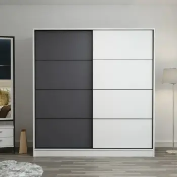 Dollap Skye Decor, i bardhë dhe antracit, 220x210x52cm, 6 pjesë