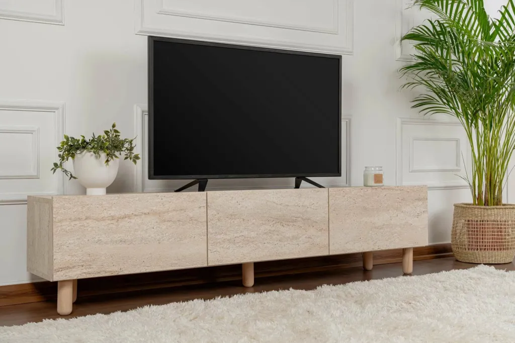 Komodë TV Skye Decor, ngjyrë travertine, Alvin - 1