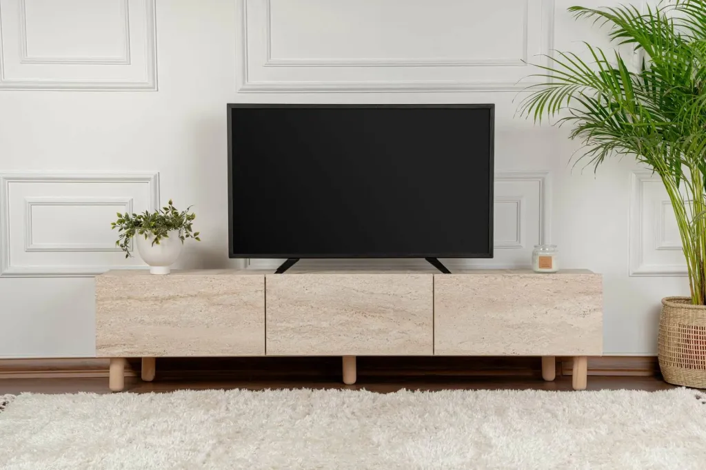 Komodë TV Skye Decor, ngjyrë travertine, Alvin - 2