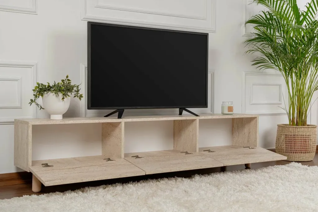 Komodë TV Skye Decor, ngjyrë travertine, Alvin - 3