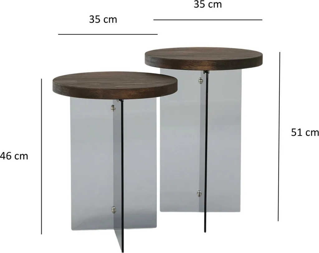 Set tavolinash kafeje, Skye Decor Serenity 2, ngjyrë arre, gri e errët - 4