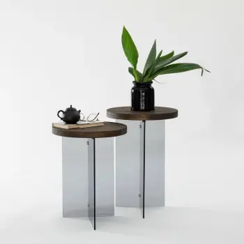 Set tavolinash kafeje, Skye Decor Serenity 2, ngjyrë arre, gri e errët