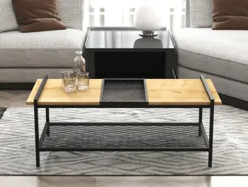 Tavolinë e ulët Skye Decor, ngjyrë arrë dhe e zezë, 120x45x56cm
