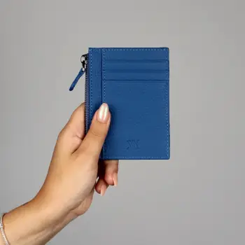 Portofol prej lëkure, ngjyrë sax blue, Zoozie Bags, 8.5x11cm
