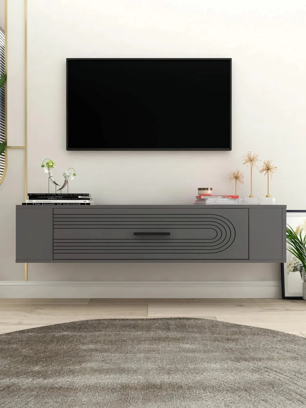 Komodë TV Skye Decor, Restol 3, ngjyrë antracit - 1