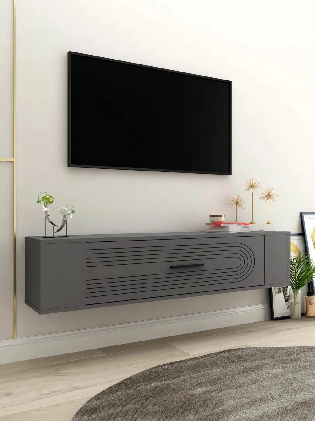 Komodë TV Skye Decor, Restol 3, ngjyrë antracit - 2