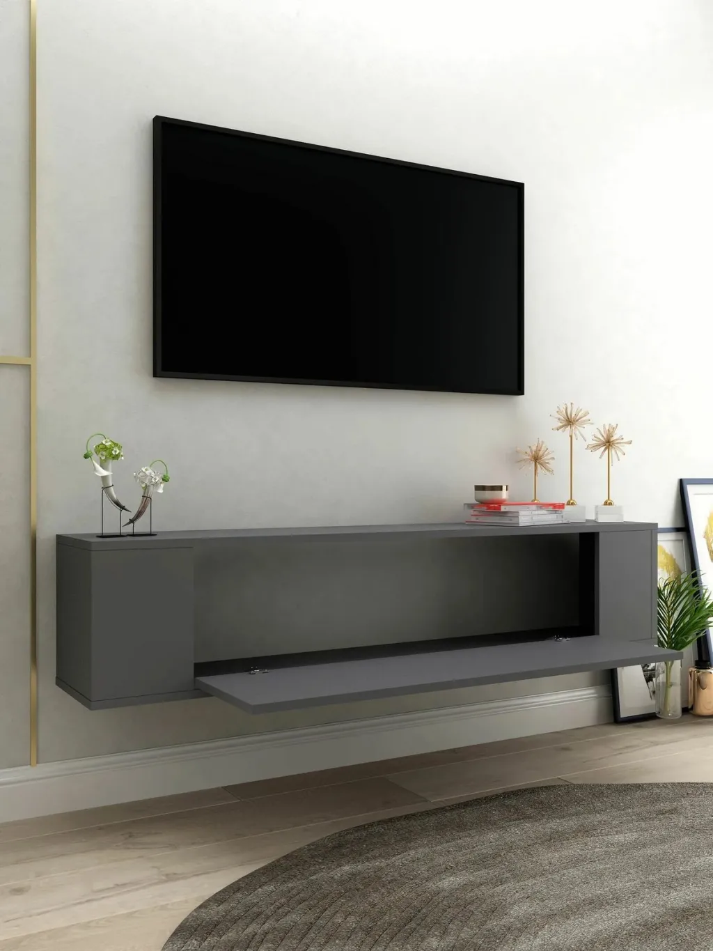 Komodë TV Skye Decor, Restol 3, ngjyrë antracit - 3