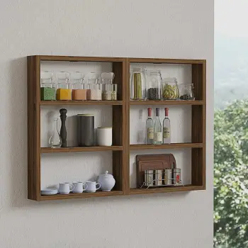 Raft muri, ngjyrë arre, Skye Decor, Hexa