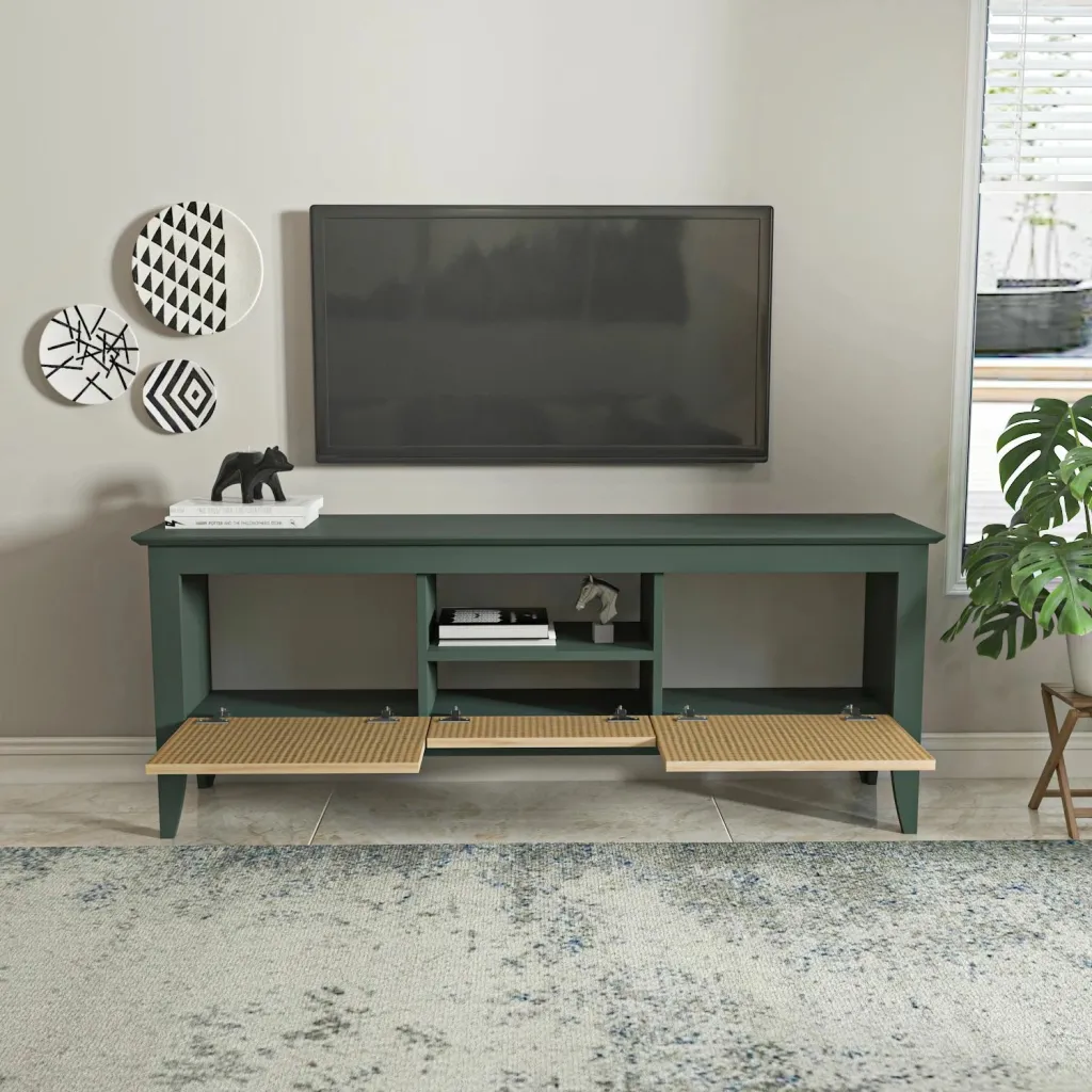 Komodë TV Skye Decor, ngjyrë e gjelbër, hazeran, moderne - 4