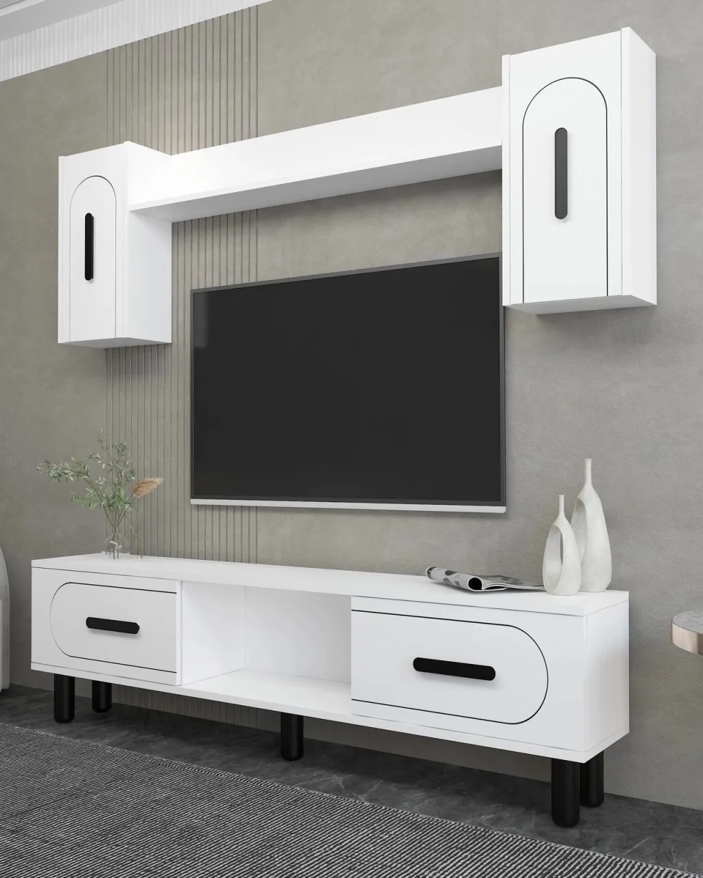 Komodë TV Skye Decor, yosun bohem, e bardhë, e zezë - 2