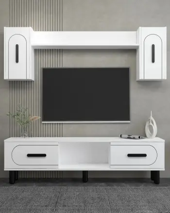 Komodë TV Skye Decor, yosun bohem, e bardhë, e zezë