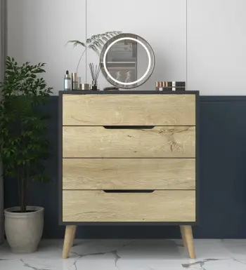 Komodë Skye Decor, ngjyrë antracit, lisi safir