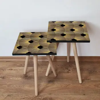 Set tavolina të mbivendosura, dy copë, ngjyrë ari dhe e zezë, Skye Decor, 2Shp266