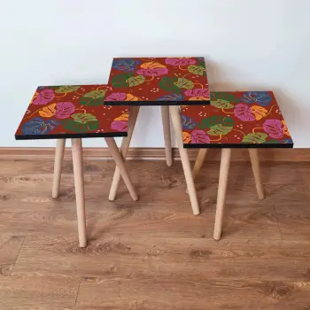Set tavolinash ndihmëse, 3 copë, Skye Decor, shumëngjyrëshe, 3Shp140