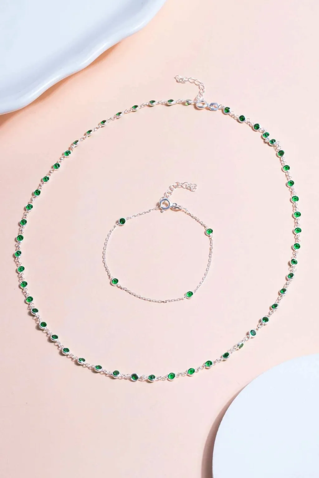 Set varëse e vathë argjendi, ngjyrë e gjelbër, Jumeon, TFNY65230 - 3