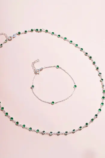Set varëse e vathë argjendi, ngjyrë e gjelbër, Jumeon, TFNY65230