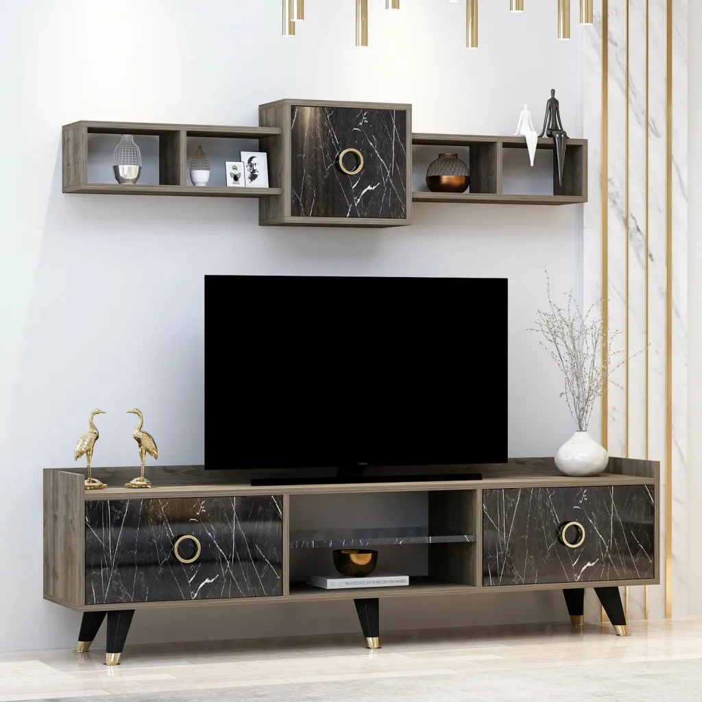 Komodë TV Skye Decor, ngjyrë mermeri, rosa - 1