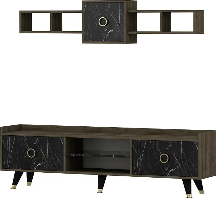 Komodë TV Skye Decor, ngjyrë mermeri, rosa - 7