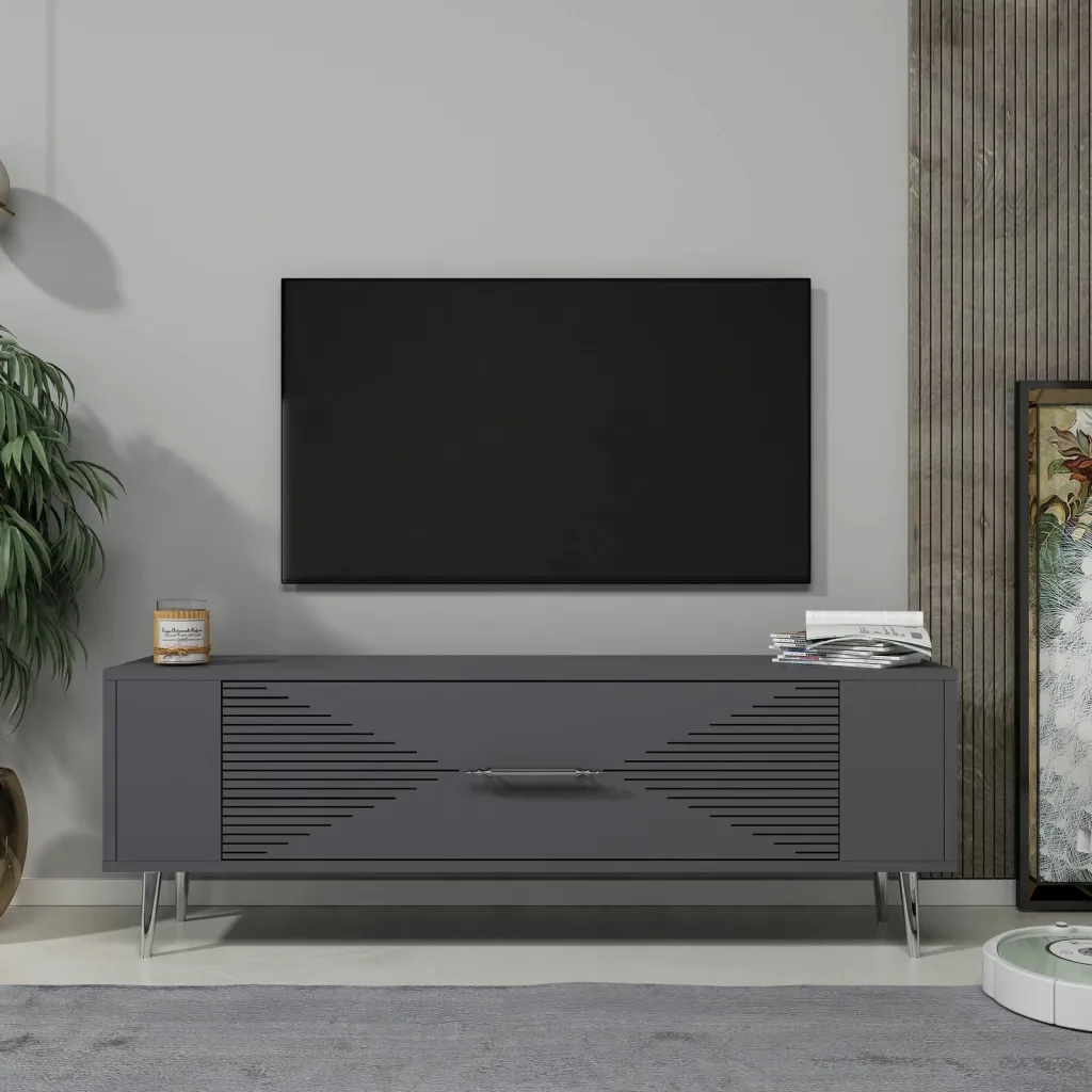 Komodë TV Skye Decor, Retrol1, anthracite-silver - 1