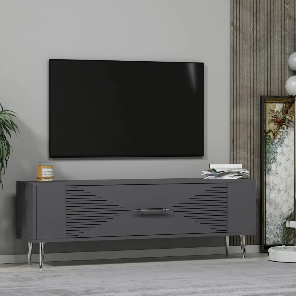 Komodë TV Skye Decor, Retrol1, anthracite-silver - 2