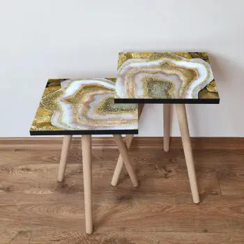 Set tavolinash të mbivendosura Skye Decor, 2 copë, ngjyrë ari