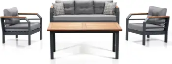 Set lounge për kopsht Skye Decor, 3+1+1+M, gri, e zezë