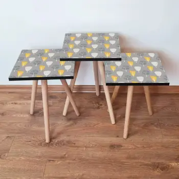 Set tavolinash ndihmëse, 3 copë, Skye Decor, gri, 3Shp186