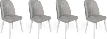 Set karrigesh (4 copë), Skye Decor, Alfa-498 V4, gri dhe e bardhë