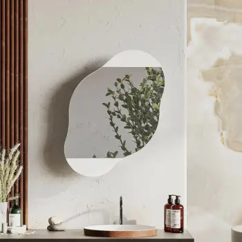 Dollap banjoje Skye Decor, pasqyrë muri me hapësirë për ruajtje, e bardhë