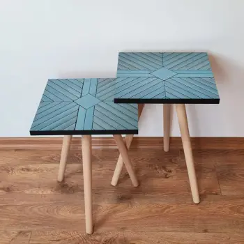 Set tavolinash të mbivendosura, ngjyrë kaltër, Skye Decor, 2 copë, 2Shp362